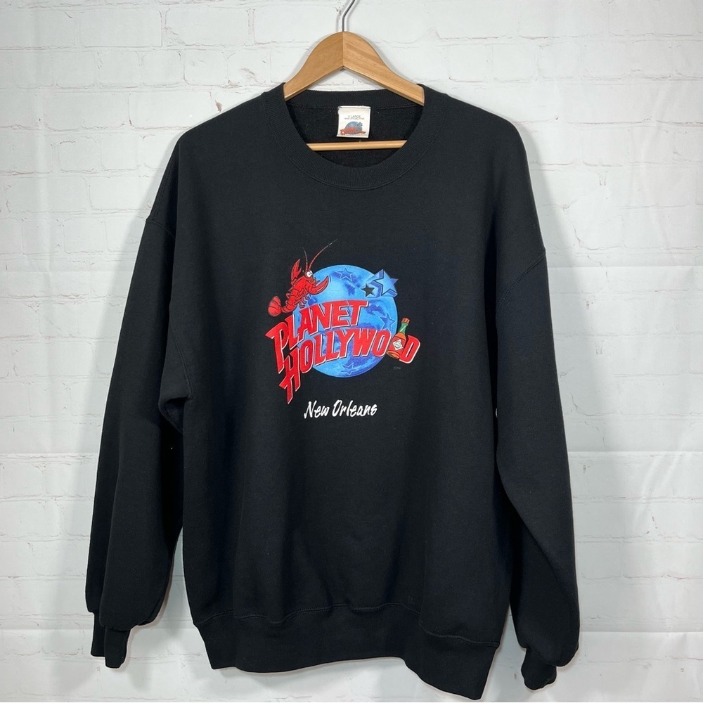 Vintage Planet Hollywood New Orleans Sweatshirt Mens Size XL Black 1991 Fleece